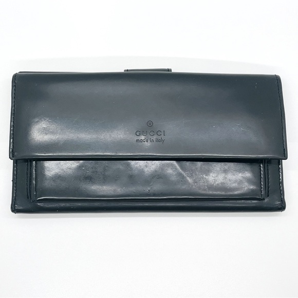 Authentic Gucci Vintage Black Leather Double Sided Wallet - Picture 1 of 9